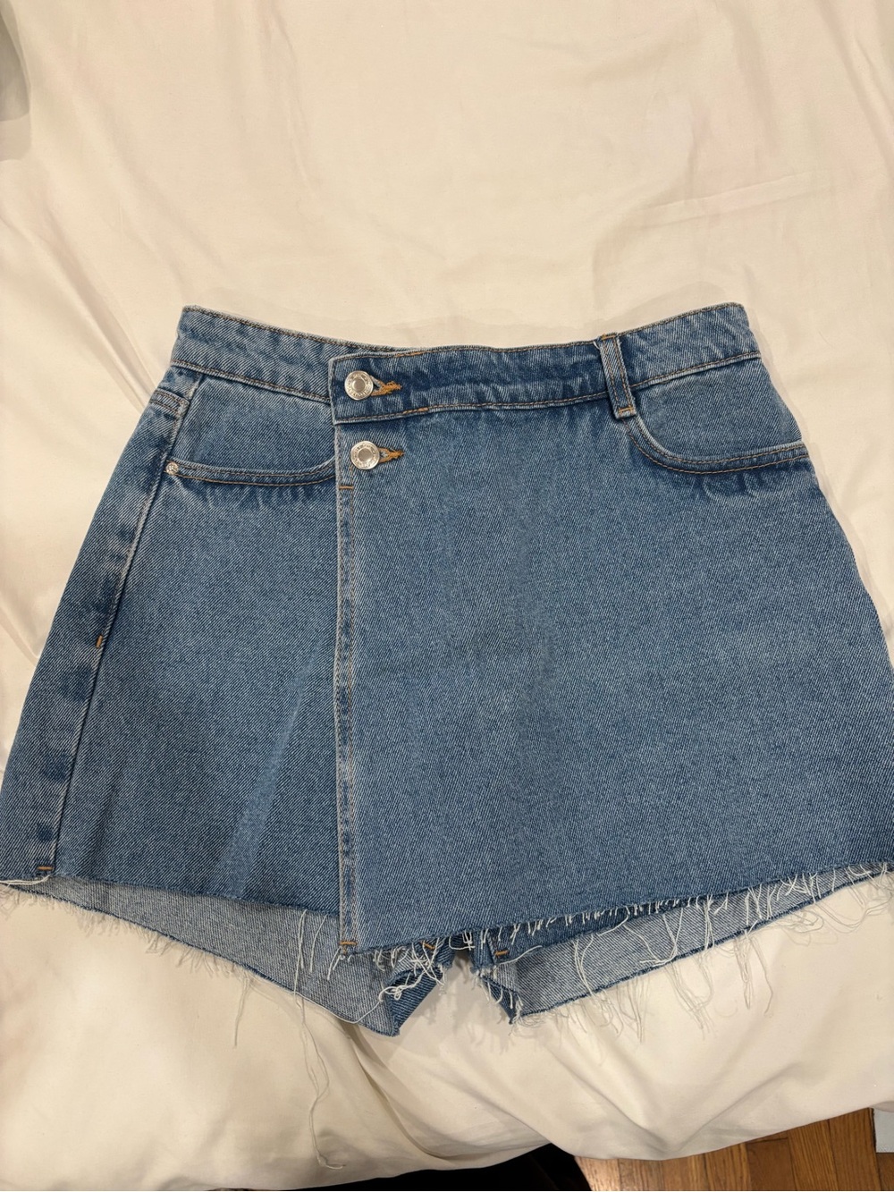 Zara Blue Denim Wrap-Front Skort